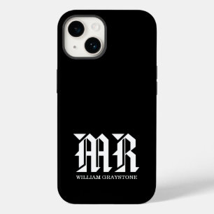 Funda Para iPhone 14 De Case-Mate Nombre del monograma MR Negro y Blanco