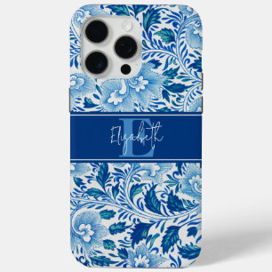 Funda Para iPhone 15 Pro Max Nombre del patrón de flor de color azul pálido