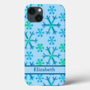 Funda Para iPhone 13 Nombre del patrón de hexágono de copo de nieve azu