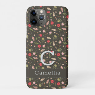 Funda Para iPhone 11 Pro Nombre del patrón elegante minimalista de floral r