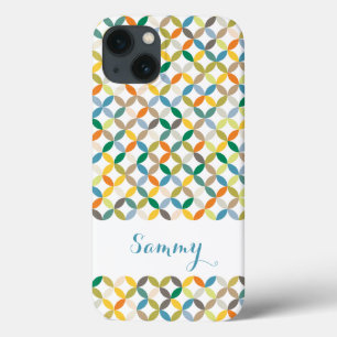 Funda Para iPhone 13 Nombre del patrón gráfico de la hoja de círculo de