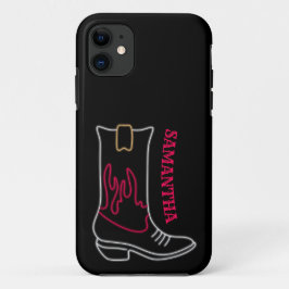Funda Para iPhone 11 Nombre del Personalizable de arranque Neon Cowboy
