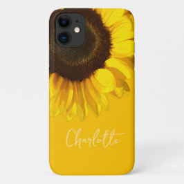 Funda Para iPhone 11 Nombre del Personalizable de girasol amarillo en v