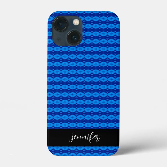 Funda De Case-Mate Para iPhone Nombre del personalizable Patrón azul abstracto (Reverso )