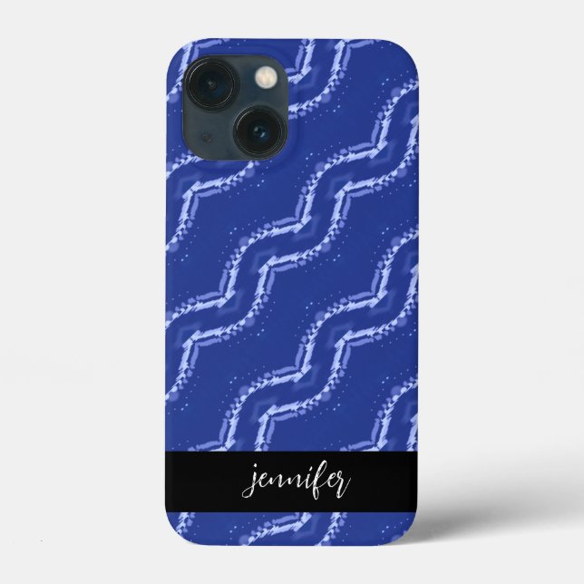 Funda De Case-Mate Para iPhone Nombre del personalizable Patrón de ondas azules a (Reverso )