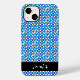 Funda Para iPhone 14 De Case-Mate Nombre del personalizable Patrón de orquídeas azul
