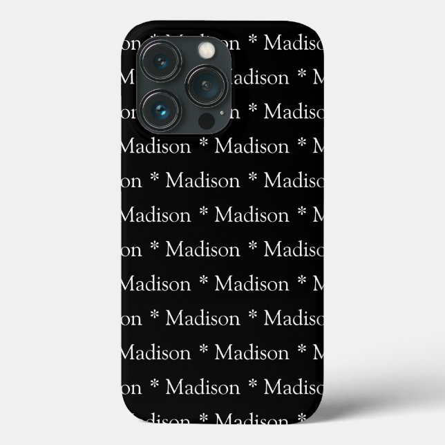 Funda De Case-Mate Para iPhone nombre del personalizable, texto, patrón blanco ne (Reverso )
