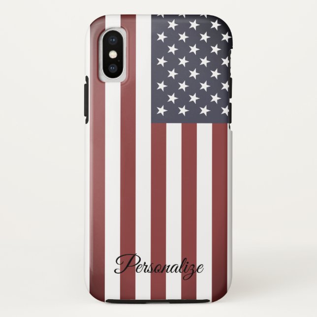 Funda De Case-Mate Para iPhone Nombre del personalizado de la bandera americana (Reverso)