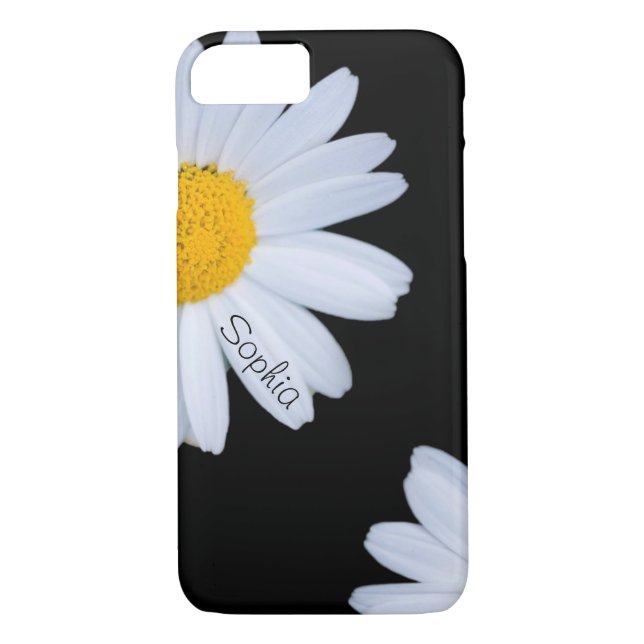 Funda De Case-Mate Para iPhone Nombre del personalizado del negro de la margarita (Reverso)