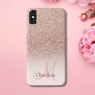 Funda Para iPhone XS Max Nombre del Purpurina de oro de Rosa Giral personal