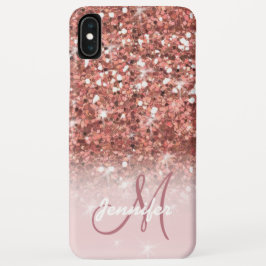Funda Para iPhone XS Max Nombre del Purpurina de oro Rosa Girly personaliza