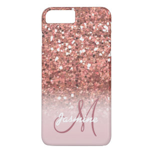 Funda Para iPhone 8 Plus/7 Plus Nombre del Purpurina de oro Rosa Girly personaliza
