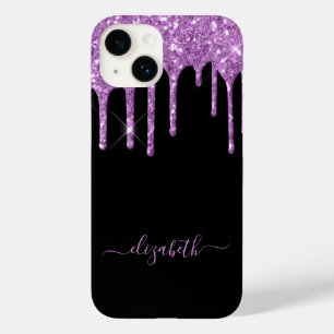 Funda Para iPhone 14 De Case-Mate Nombre del purpurina morado negro