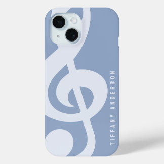 Funda Para iPhone 15 Nombre del símbolo de la música azul dulce suave y