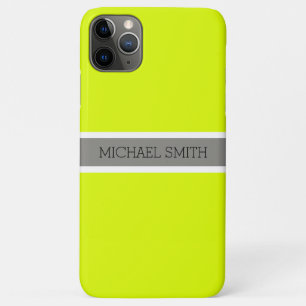 Funda Para iPhone 11 Pro Max Nombre elegante de cinta gris moderna de Chartreus
