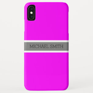 Funda Para iPhone XS Max Nombre elegante de cinta gris moderna Fuchsia sóli
