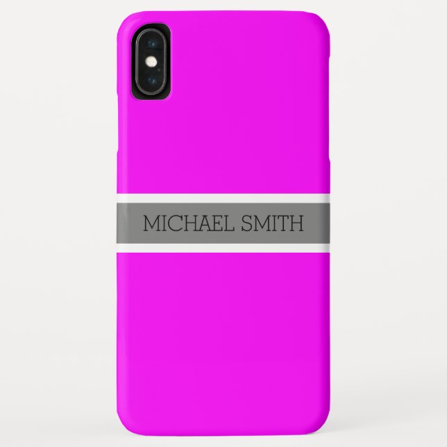 Funda De Case-Mate Para iPhone Nombre elegante de cinta gris moderna Fuchsia sóli (Reverso)