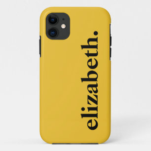 Funda Para iPhone 11 Nombre elegante de color sólido azafrán dorado