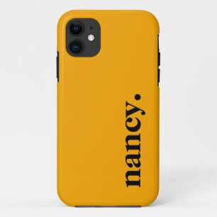 Funda Para iPhone 11 Nombre elegante de color sólido brillante dorado