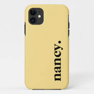 Funda Para iPhone 11 Nombre elegante de color sólido crema de plátano