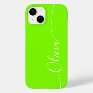 Funda Para iPhone 14 De Case-Mate Nombre elegante en caligrafía verde y blanco