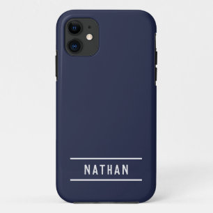 Funda Para iPhone 11 Nombre en negrita   Azul marino simple
