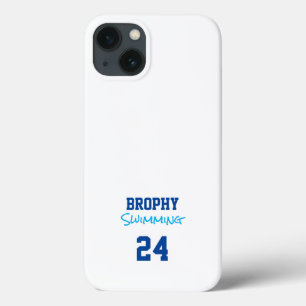 Funda Para iPhone 13 Nombre Escolar Año Deportivo Natación Diversión De
