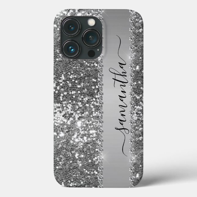 Funda De Case-Mate Para iPhone Nombre escrito a mano Purpurina gráfico de diamant (Reverso )