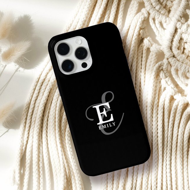 Funda De Case-Mate Para iPhone Nombre exclusivo de estilo y tipografía monográfic (Personalize with your name and monogram initial.)