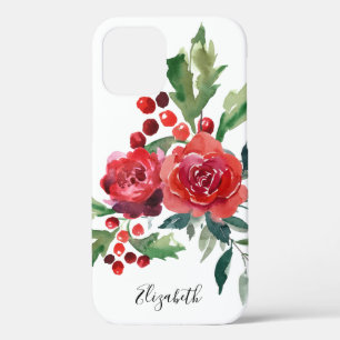 Funda Para iPhone 12 Nombre floral acuarela