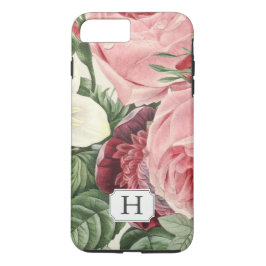 Funda Para iPhone 8 Plus/7 Plus Nombre floral del monograma del jardín elegante
