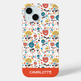 Funda Para iPhone 15 Nombre floral moderno de mediados del siglo XX