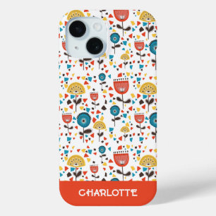 Funda Para iPhone 15 Nombre floral moderno de mediados del siglo XX