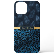 Nombre Floral Tropical de Estampado de Leopardo Az