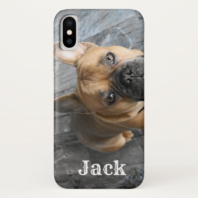 Funda De Case-Mate Para iPhone Nombre fotográfico personalizado Mascota de perro (Reverso)