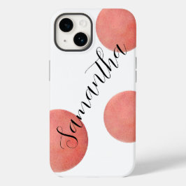 Funda Para iPhone 14 De Case-Mate Nombre grandes puntos de polka acuarela Rosa dorad