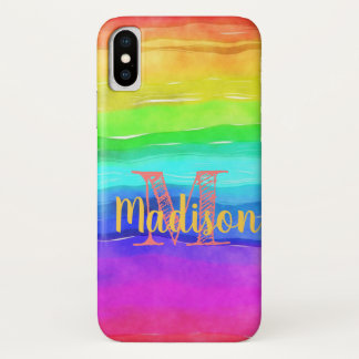 Funda Para iPhone X Nombre inicial de la diversión de las franjas de c