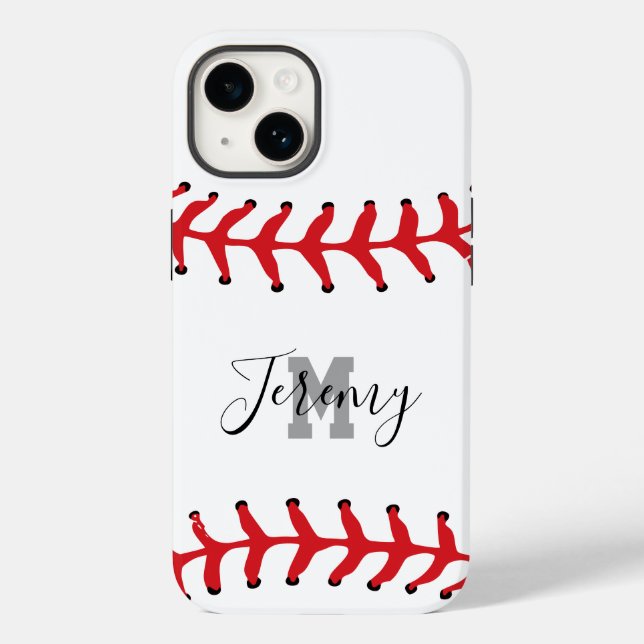 Funda De Case-Mate Para iPhone Nombre inicial y nombre del béisbol (Reverso )