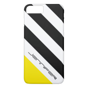 Funda Para iPhone 8 Plus/7 Plus Nombre Minimalista de Moda de franja amarilla, neg