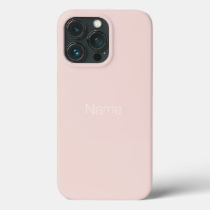 Funda Para iPhone 13 Pro Nombre minimalista personalizado monograma rosa de