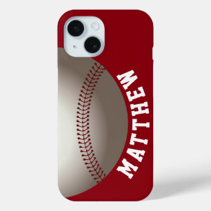 Funda Para iPhone 15 Nombre moderno Béisbol Rojo