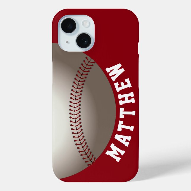 Funda De Case-Mate Para iPhone Nombre moderno Béisbol Rojo (Reverso )