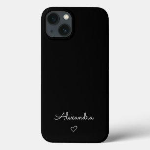 Funda Para iPhone 13 Nombre moderno blanco y negro minimalista