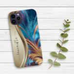 Funda Para iPhone 14 De Case-Mate Nombre moderno fractal azul dorado manuscrito<br><div class="desc">Este diseño también está disponible en otros modelos de teléfono. Elija Tipo de dispositivo para ver otros fundas de iPhone, Samsung Galaxy o Google. Algunos estilos se pueden cambiar seleccionando Estilo si se trata de una opción. Este diseño puede ser personalizado en el área proporcionada cambiando la foto y/o el...</div>