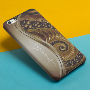 Funda Para iPhone 12 Nombre moderno fractal oro escrito a mano