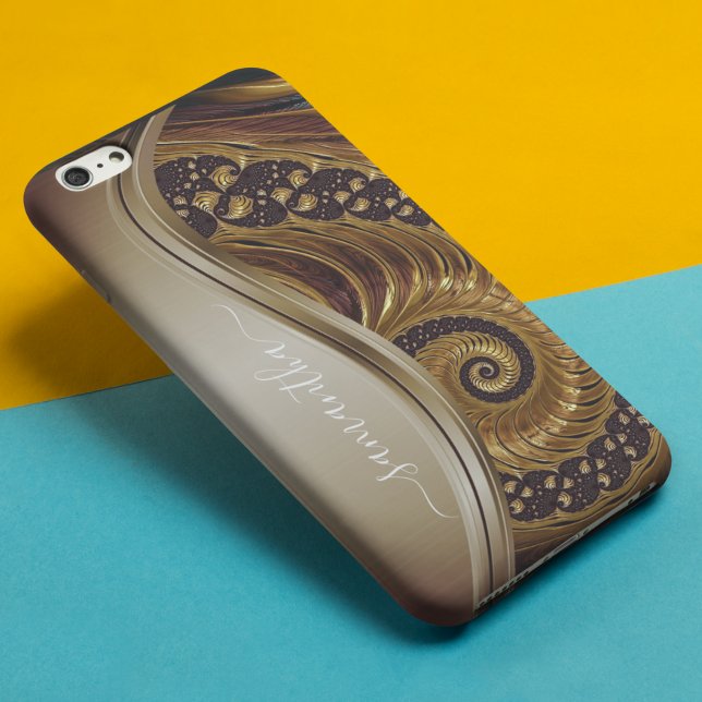 Funda De Case-Mate Para iPhone Nombre moderno fractal oro escrito a mano (Subido por el creador)