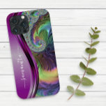 Funda Para iPhone 14 De Case-Mate Nombre moderno fractal púrpura manuscrito<br><div class="desc">Este diseño también está disponible en otros modelos de teléfono. Elija Tipo de dispositivo para ver otros fundas de iPhone, Samsung Galaxy o Google. Algunos estilos se pueden cambiar seleccionando Estilo si se trata de una opción. Este diseño puede ser personalizado en el área proporcionada cambiando la foto y/o el...</div>