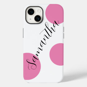 Funda Para iPhone 14 De Case-Mate Nombre moderno lindo grandes puntos de polka rosa
