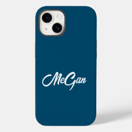 Funda Para iPhone 14 De Case-Mate Nombre Moderno Personalizado Monograma Mínimo Azul