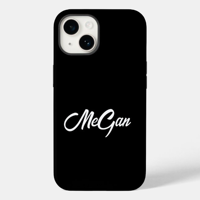 Funda De Case-Mate Para iPhone Nombre moderno personalizado Monograma mínimo negr (Reverso )